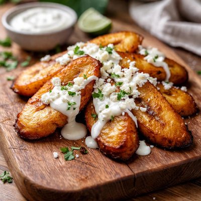 Fried plantains with cream