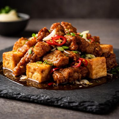 Fried pork and tofu soaked in vinegar
