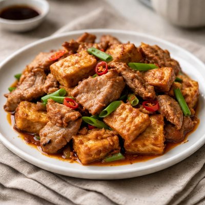 Fried pork with beancurd