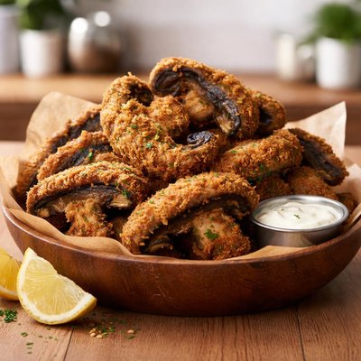 Fried portabella mushrooms