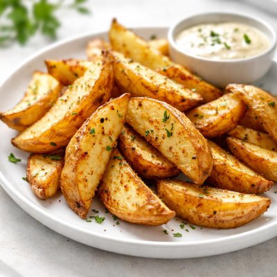 Fried potato wedges