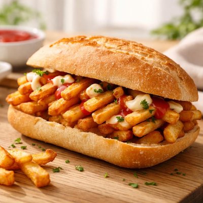 Fried potatoes sandwich