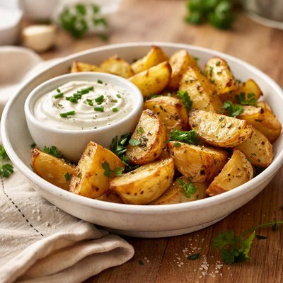 Fried potatoes with sour cream