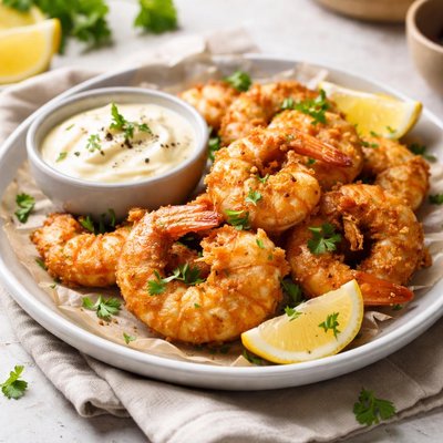 Fried prawn with garlic aioli