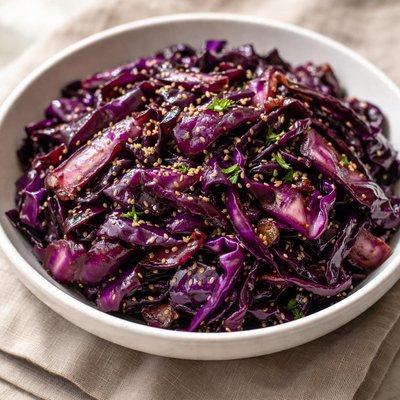 Fried purple cabbage