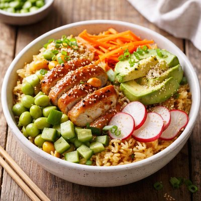 Fried rice poke bowl