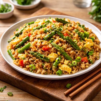 Fried rice with asparagus