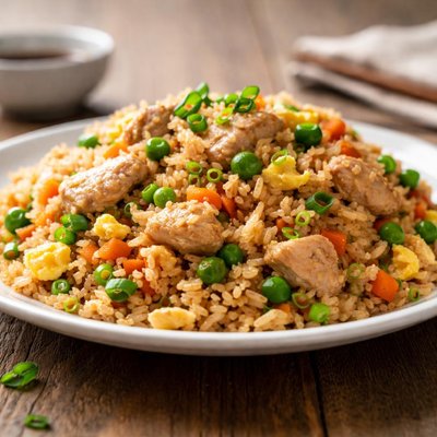 Fried rice with chicken and egg