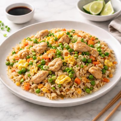 Fried rice with chicken and eggs