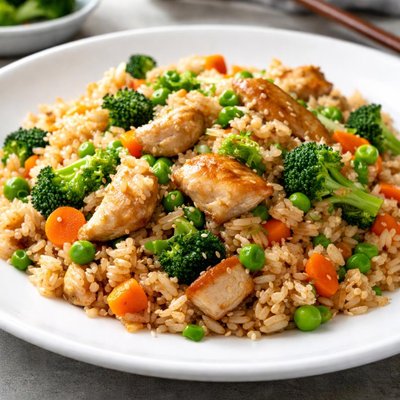Fried rice with chicken and vegetables