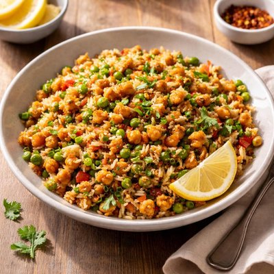 Fried rice with chickpeas