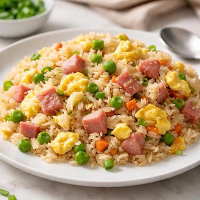 Fried rice with egg and ham