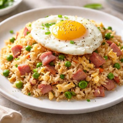 Fried rice with ham and egg