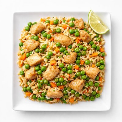 Fried rice with peas and chicken
