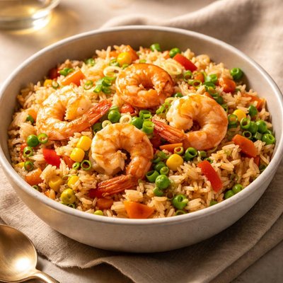 Fried rice with shrimp and vegetables