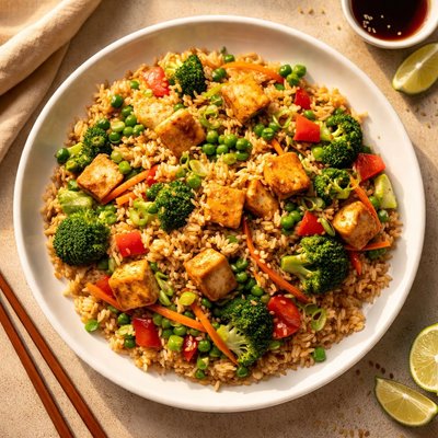 Fried rice with tofu and vegetables