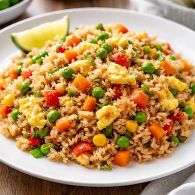 Fried rice with vegetables and egg