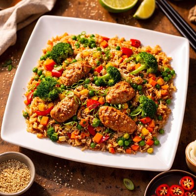 Fried rice with vegetables and meat