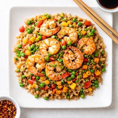 Fried rice with vegetables and shrimp