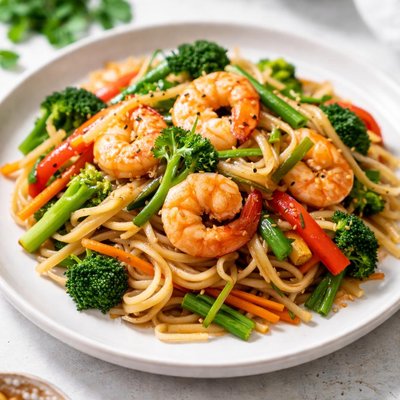 Fried ricenoodles with shirpm and vegetable