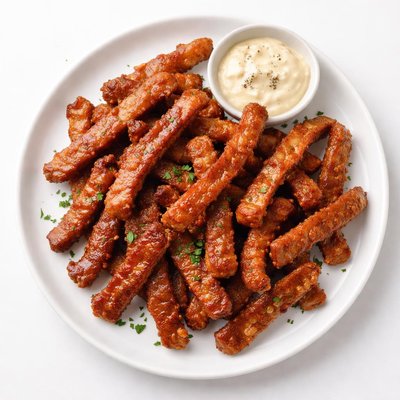 Fried sausage strips