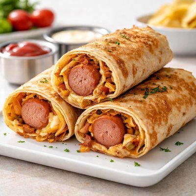 Fried sausage wrap