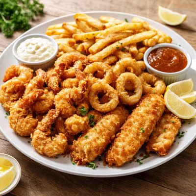 Fried seafood platter