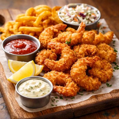 Fried shrimp platter from down the hatch