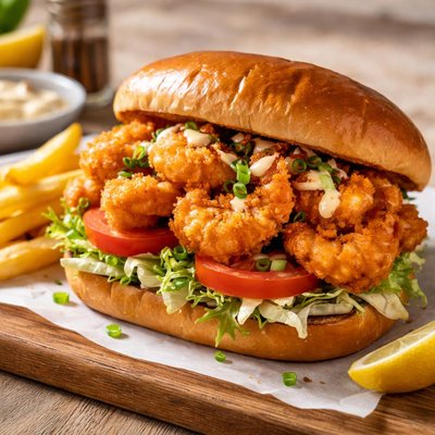Fried shrimp sandwich
