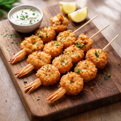 Fried shrimp skewer