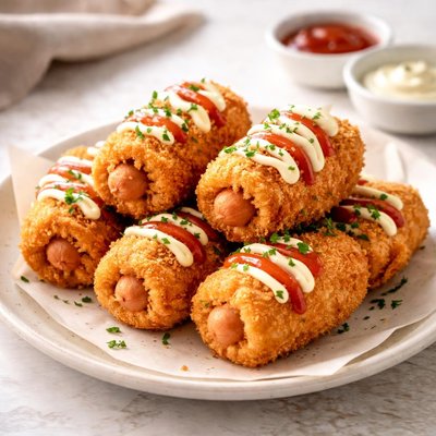 Fried small hotdog bun