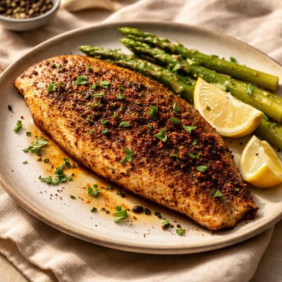 Fried spice sea bass fillet