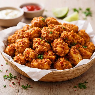 Fried spicy chicken bits
