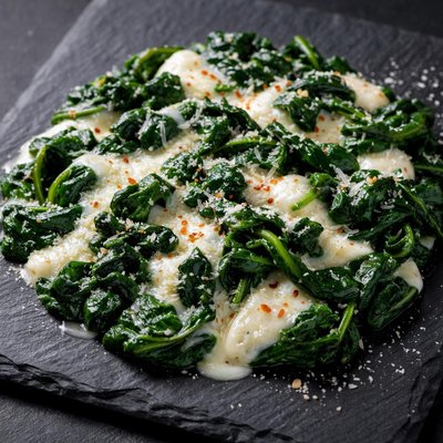 Fried spinach with cheese