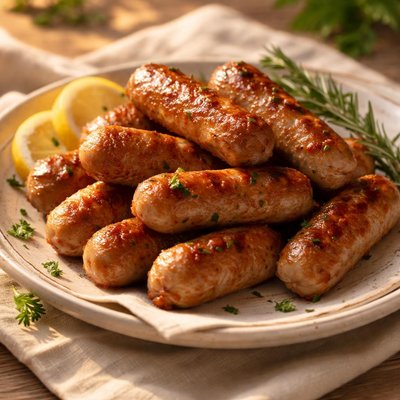 Fried turkey sausages