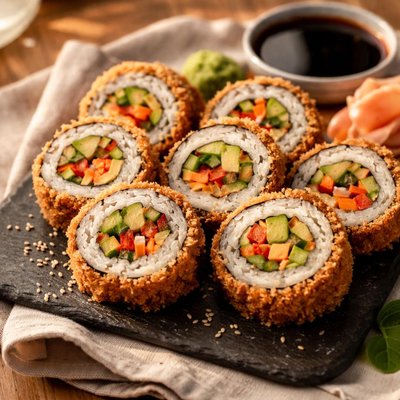 Fried vegetable sushi