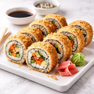 Fried vegetable sushi roll