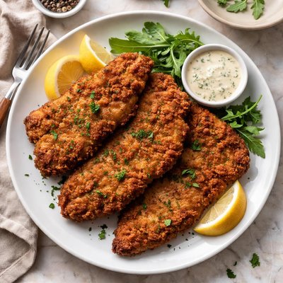 Fried venison schnitzel