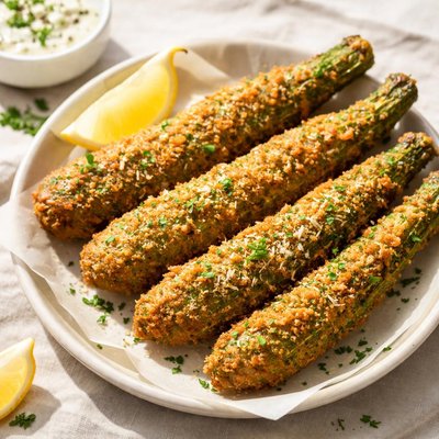 Fried whole zucchini