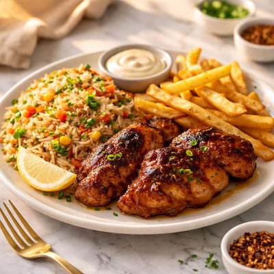 Fries rice and chicken