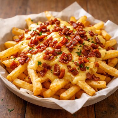 Fries with cheese and bacon