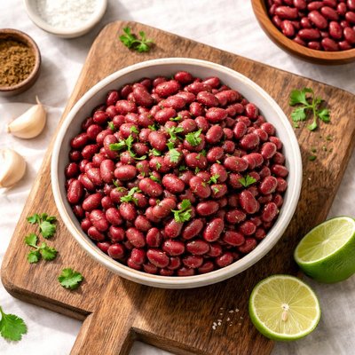 Frijoles rojos de seda hervidos secos