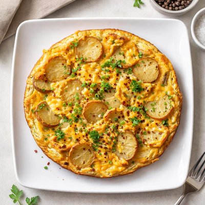 Frittata with potatoes and cheddar cheese