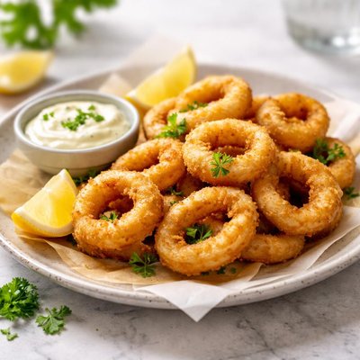 Frittierte tintenfischringe