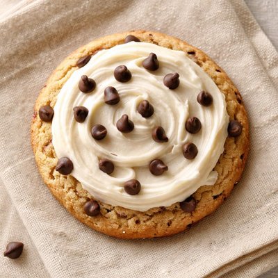 Frosted chocolate chip cookie