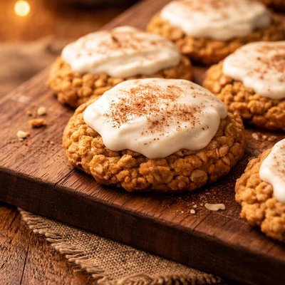 Frosted oatmeal cookie