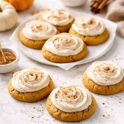 Frosted pumpkin cookie
