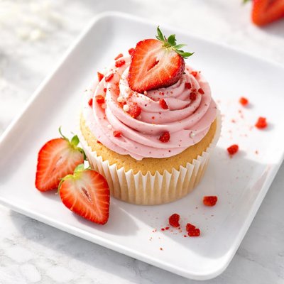 Frosted strawberry cupcake