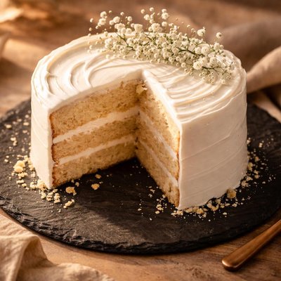 Frosted white cake