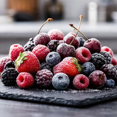 Frozen berries and cherries